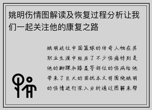 姚明伤情图解读及恢复过程分析让我们一起关注他的康复之路